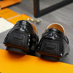 Glossy Grid Embossed Slip-On Loafer S283432