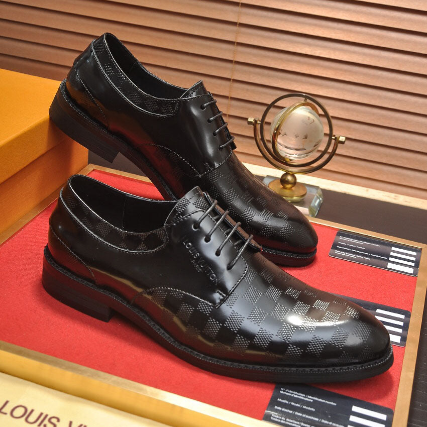 Embossed Grid Lace-up Formal Shoes S265503