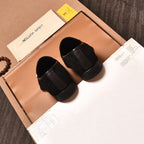 Men's Checkered Embossed Metal Logo Slip-On Loafers NE190123