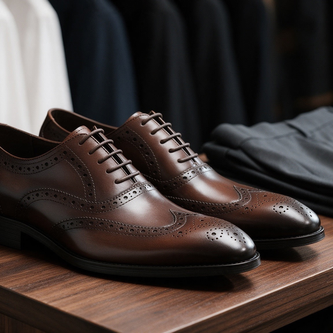 Full Brogue Wingtip Oxford Shoes Lace-Up Formal Dress Shoes Y101109