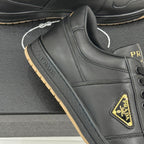 Triangle Badge Flat Lace-up Sneakers With Perforated Toe S265505