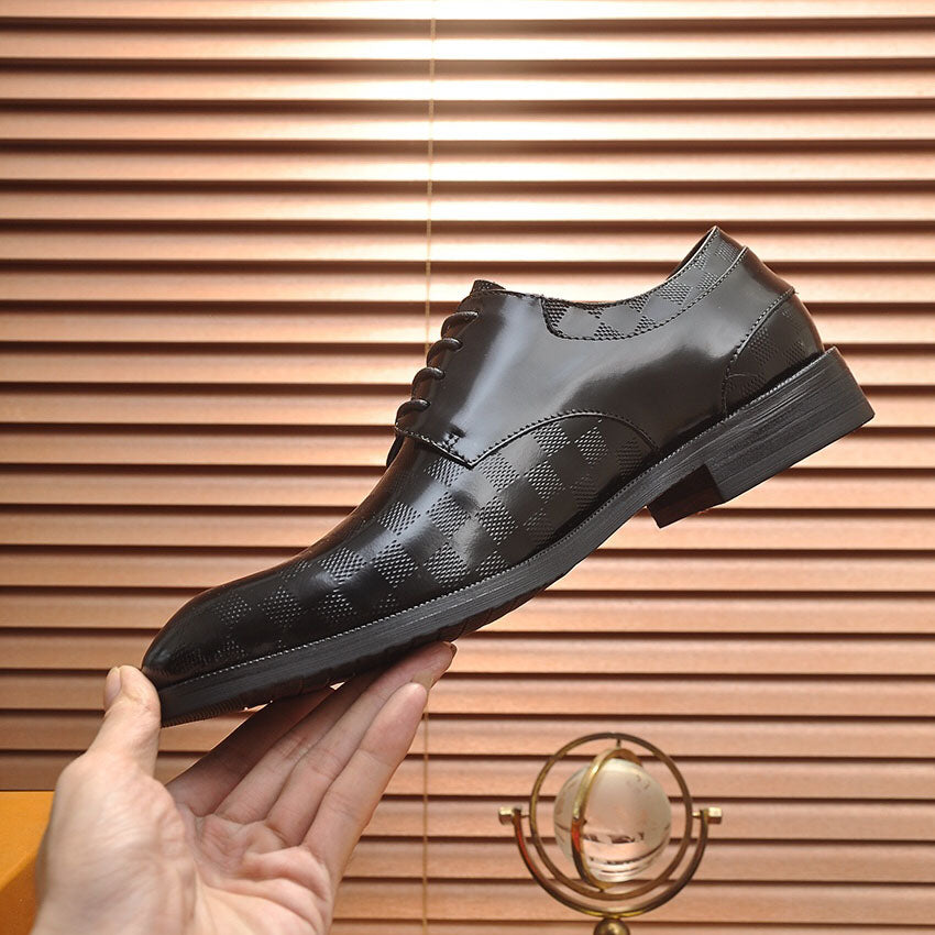 Embossed Grid Lace-up Formal Shoes S265503
