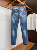 Cartoon Applique Monogram Pocket Slim Fit Denim E260937