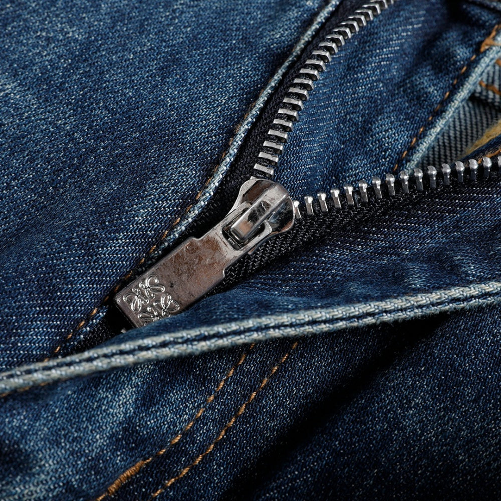 Knotted Embroidery Logo Straight Fit Denim Jeans NE210202