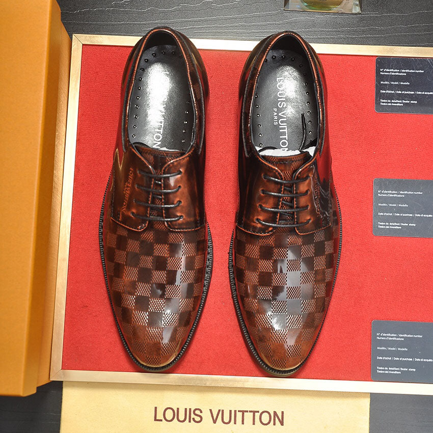 Embossed Grid Lace-up Formal Shoes S265503