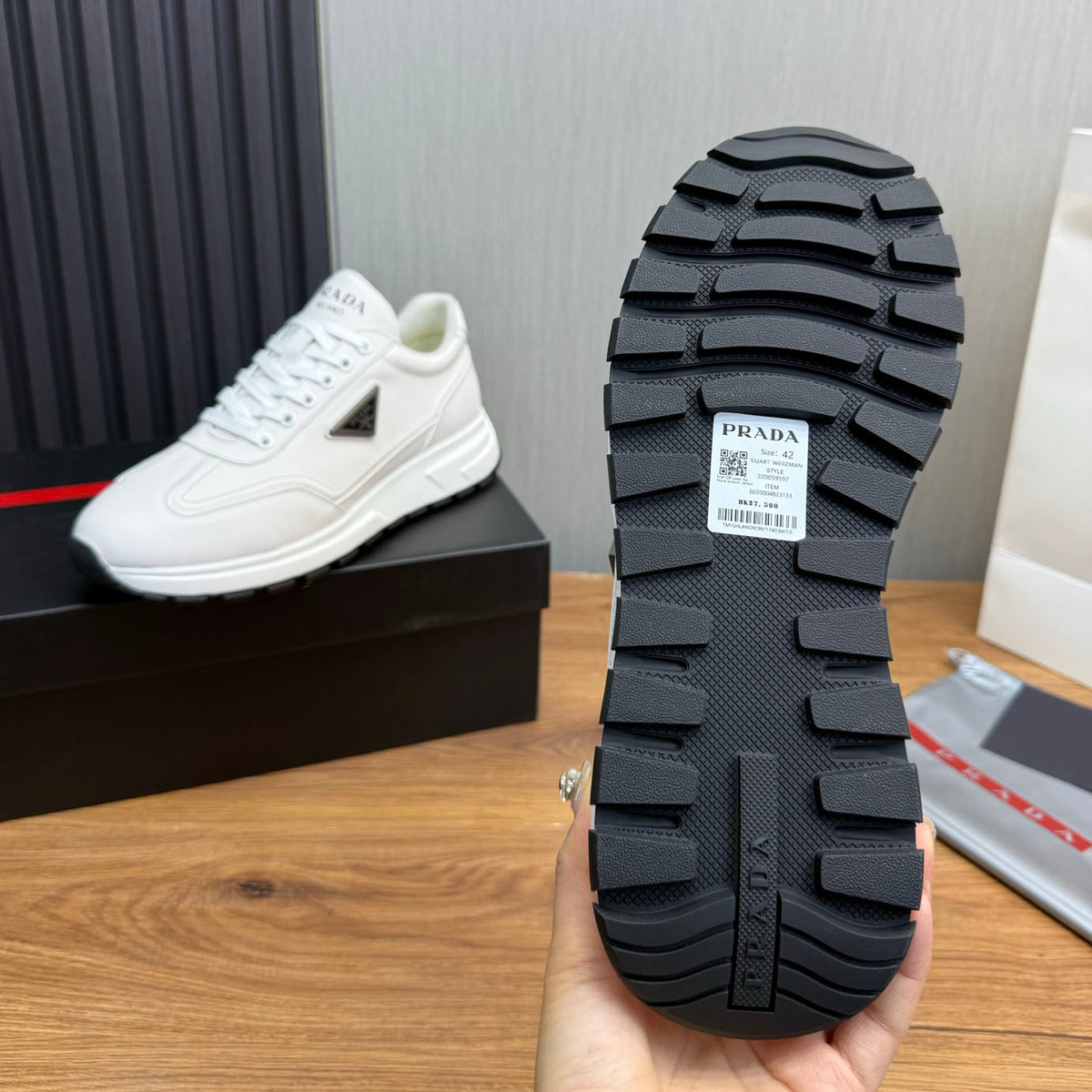 Calfskin Triangle Badge Lace-Up Sneaker S283439