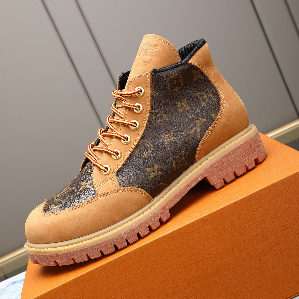 Men's Monogram Patchwork High Top Work Boots NE190119