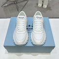Smooth Leather Fabric Patchwork Triangle Logo Chunky Sole Sneakers S283411