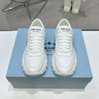 Smooth Leather Fabric Patchwork Triangle Logo Chunky Sole Sneakers S283411