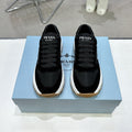 Suede Fabric Patchwork Triangle Logo Chunky Sole Sneakers S283410