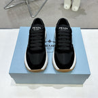 Suede Fabric Patchwork Triangle Logo Chunky Sole Sneakers S283410