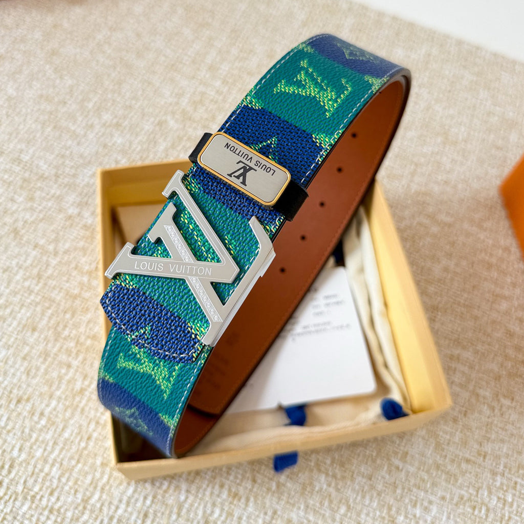 Color Block Checkered Print Interlocking Metal Buckle Belt E020805