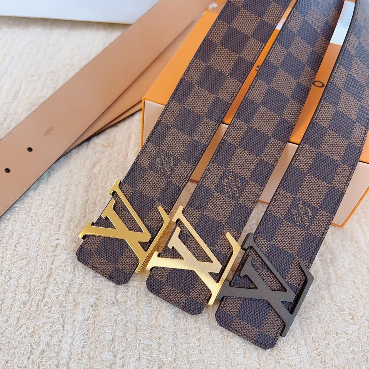 Checkered & Vintage Print Metal Buckle Belt E020802