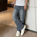 Vintage Washed Full Jacquard Pattern Wide Leg Denim Pants R260505