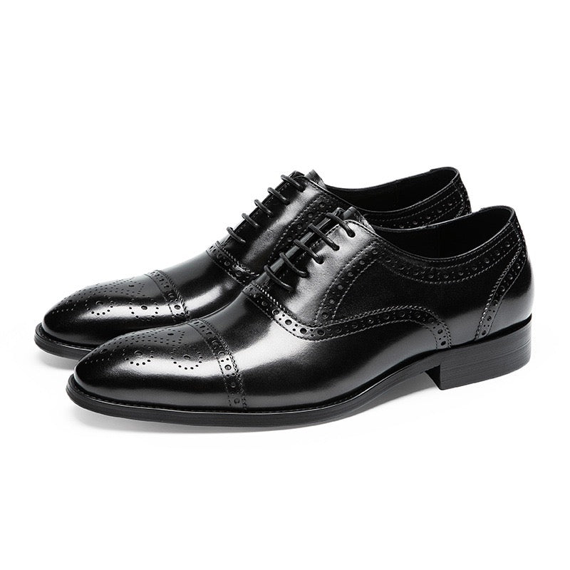 Cap Toe Brogue Oxford Shoes Lace-Up Formal Dress Shoes Y101107