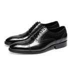 Cap Toe Brogue Oxford Shoes Lace-Up Formal Dress Shoes Y101107