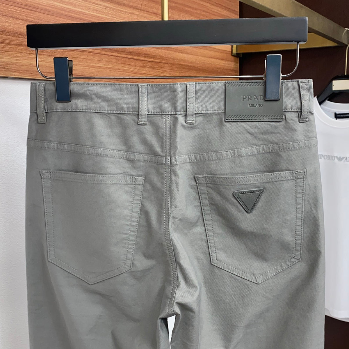 Triangle Leather Patch Back Pocket Trousers L260629