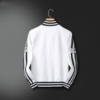 Striped Trim Zip Up Track Suit 2 Piece Jacket & Pants Set U310523