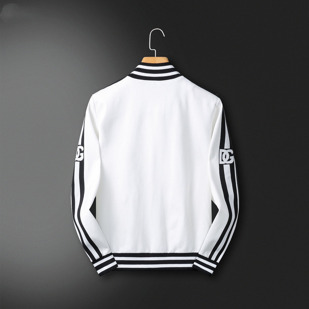 Striped Trim Zip Up Track Suit 2 Piece Jacket & Pants Set U310523