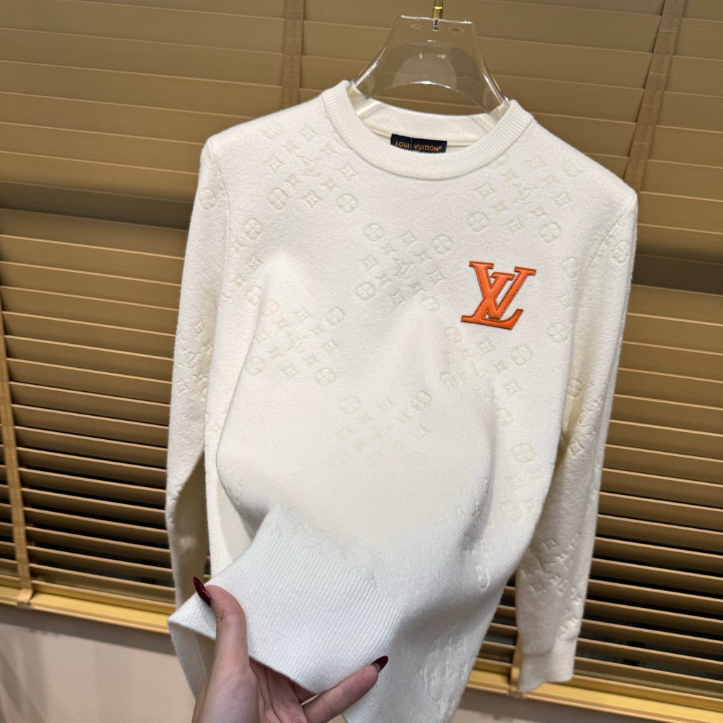 New Crew Neck Diamond Arrangement Jacquard Knit Sweater GN380104