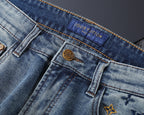 Vintage Fade Camo Pattern Embroidered Jeans V260850