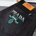 Black Solid Tone Logo Embroidered Jeans E260910