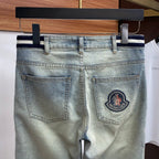 Circular Badge Embroidery Back Pocket Denim Jeans L260616