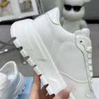 Smooth Leather Fabric Patchwork Triangle Logo Chunky Sole Sneakers S283411