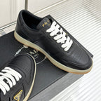 Triangle Badge Flat Lace-up Sneakers With Perforated Toe S265505