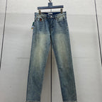 Light Wash Embossed Letter Embroidery Denim Jeans L260636