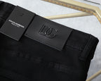 Solid Black Stitched Outline Monogram Slim Denim M260710