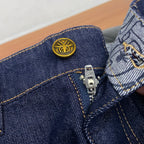Raw Dark Indigo Mens Metal Badge Pocket Denim Trousers R260521