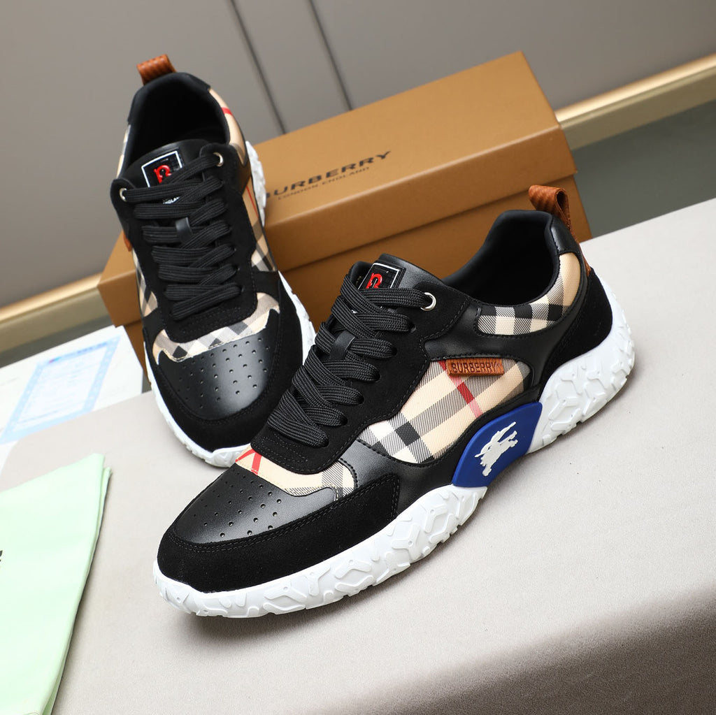 Men's Plaid Patchwork Chunky Sole Casual Sneakers NE190125