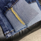 Medium Blue Wash Embroidery Letter Pocket Denim Jeans L260628