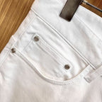 White Waistband Logo Print Triangle Logo Slim Jeans C261007