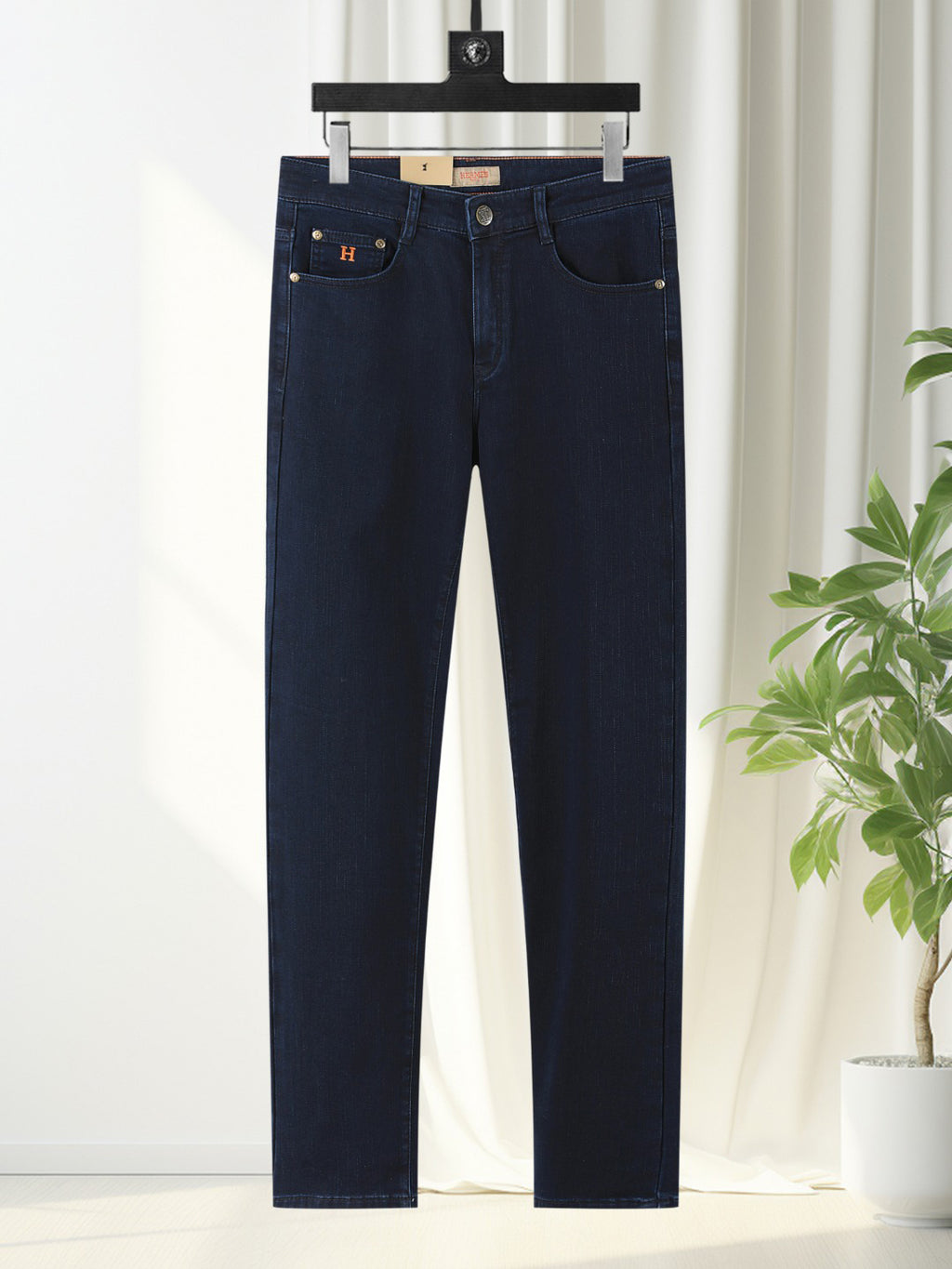 Deep Indigo Horse Embroidery Slim Denim M260709