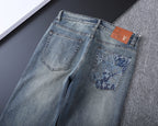 Vintage Fade Camo Pattern Embroidered Jeans V260850