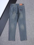 Letter Crest Embroidery Pocket Slim Fit Denim V260838