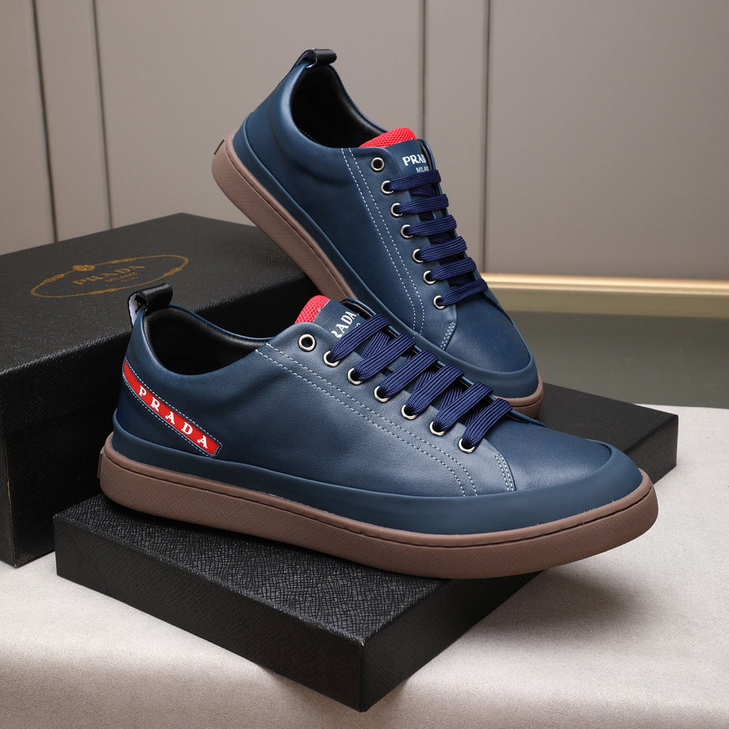 Red Side Label Leather Low Top Sneakers S283408