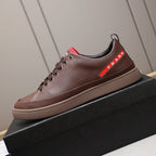 Red Side Label Leather Low Top Sneakers S283408