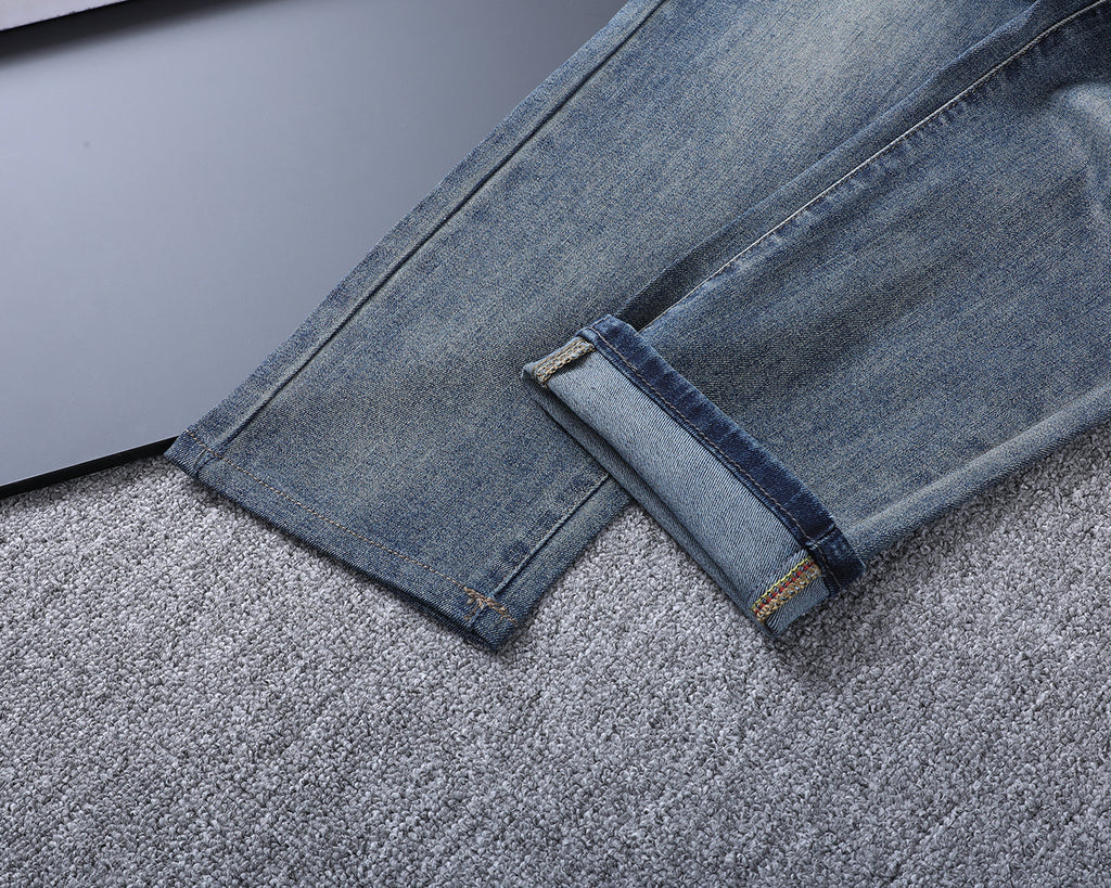 Multi-Color Embroidered Motif Pocket Slim Fit Denim V260827