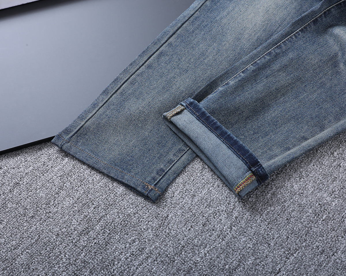 Multi-Color Embroidered Motif Pocket Slim Fit Denim V260827