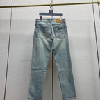 Faded Light Blue Embossed Monogram Slim Denim Jeans M260730