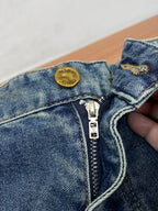 Mid Blue Faded Wash Subtle Printed Pocket Denim Jeans L260615