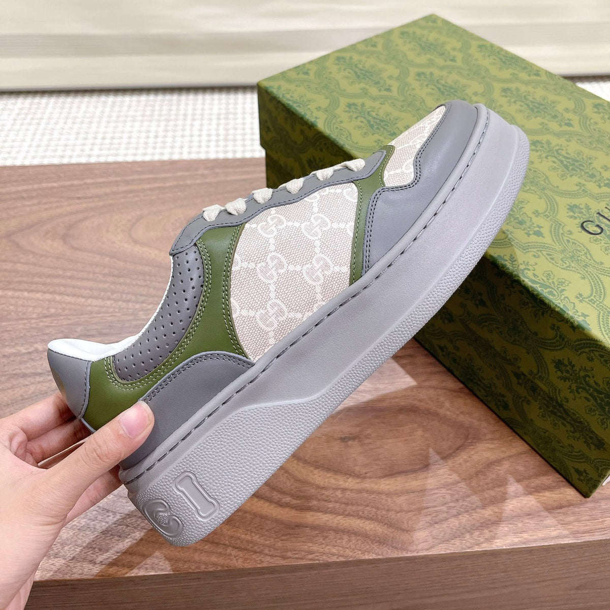 Men's Interlocking G Monogram Patchwork Platform Sneakers JN081101