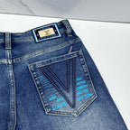 Medium Blue Wash Rivet & Embroidery Pocket Denim Jeans L260633