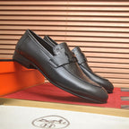 Men's H Buckle Croc Embossed Panel Loafers M10342250
