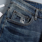 Knotted Embroidery Logo Straight Fit Denim Jeans NE210202