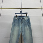 Faded Light Blue Embossed Monogram Slim Denim Jeans M260730