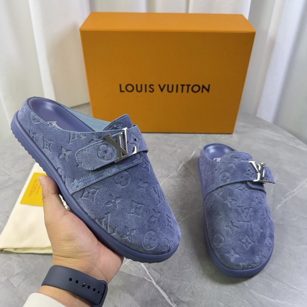 Embossed Strap Buckle Mule Slides S265511